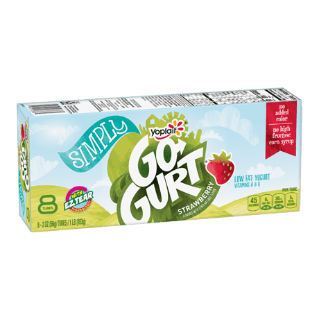 Yoplait Go-GURT 8 Count Simply Strawberry Yogurt, front of product.